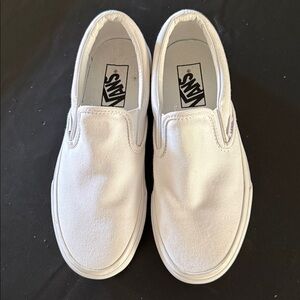 Vans Classic White Canvas Slip-Ons